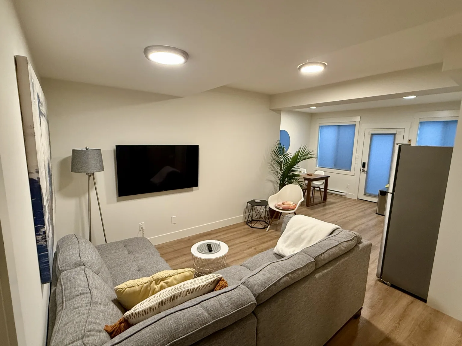 Living area with couch and smart TV